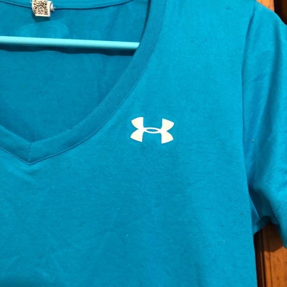 Under Armour Athletic T-Shirt V-Neck Blue Small - Picture 2 of 6